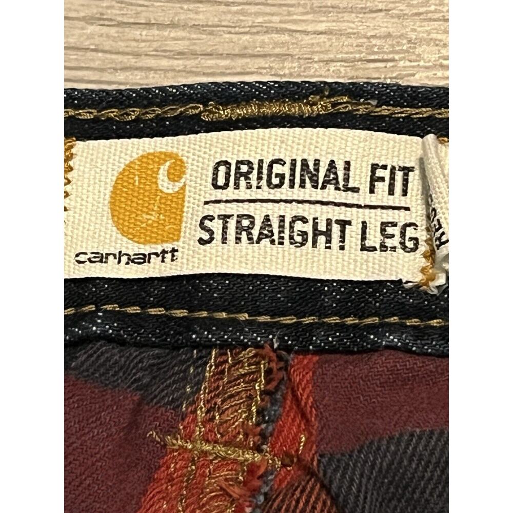 Carhartt Jeans Women's 12 Regular Straight Leg Pockets Denim Fleece Lined EUC - Picture 3 of 11